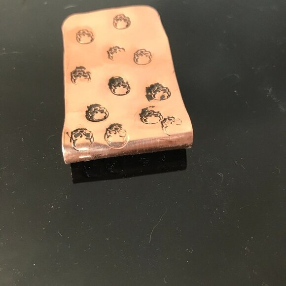 Rustic Skull Solid Copper Money Clip Artisan Handmade Stamped Biker Unisex Gift - Picture 8 of 9